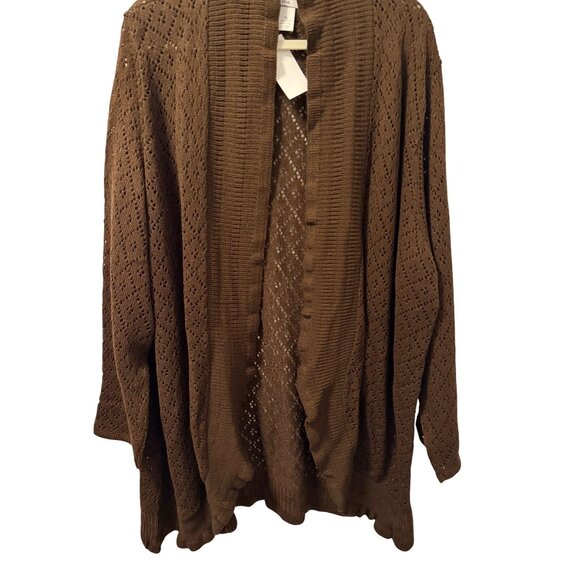 Brown Bliss Womens Open Knit Cardigan Sweater Sz 5X Acrylic cardigan. NWT - Picture 6 of 12